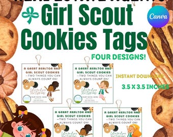 Girl Scout Cookie Real Estate Pop By Tags: Realtor Client Gift (Canva Template)
