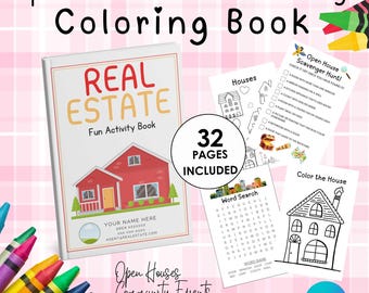 Open House Coloring Book Template: Real Estate Agent Activity (Canva Editable, PDF Download)