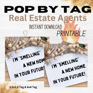 Real Estate Pop-By Tag &quot;Smelling A New Home&quot;, Holiday Gift, Real Estate Pop Bys, Realtor Pop Bys, Real Estate Marketing, Gift Tag, Giveaway