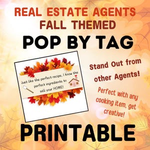 Printable &quot;Fall Ingredients&quot; Real Estate Pop-By Tags, Thanksgiving, Real Estate Marketing, Pop Bys, Gift tag, Fall, Realtor Gift Tag