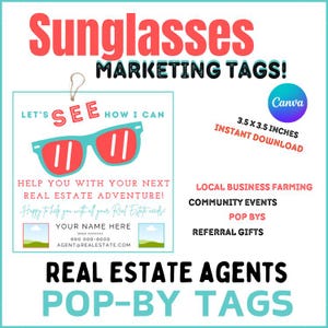 Sunglasses Realtor Give-a-Way | Pop By Tags | Real Estate Marketing | Pop By Marketing | Giveaway Tags | Summer Gift
