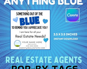 Real Estate Pop By Tag: Blue Realtor Marketing Gift (Canva Template)