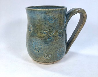 Ceramic Mug, Pottery, Handmade Stoneware Mug, Flower, Dragonfly, Thinking of you Gift, Daughter Gift