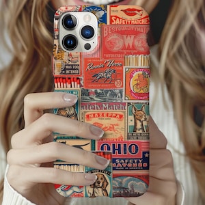 Vintage Matchbox Collage iPhone Case: Retro Nostalgia