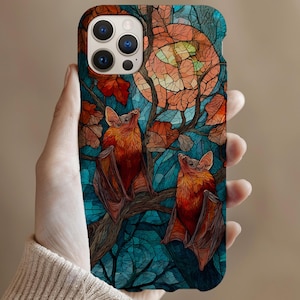 Celestial bats dark academia phone case Pearl Stained Glass Effect Phone Case iphone bat lovers gift bat phone case