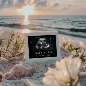 Beach Pregnancy Announcement Digital Summer Baby Announcement Editable Social Media Template Pregnancy Gender Neutral