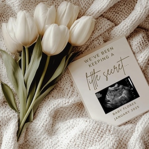 Simple Minimalist Pregnancy Announcement Digital Gender Neutral Boho Baby Announcement Modern Editable Social Media Baby Reveal Template