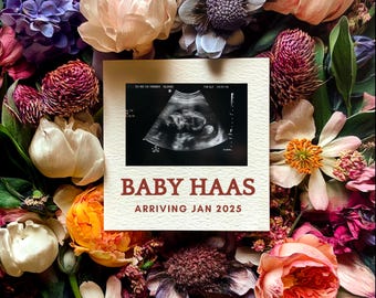Floral Digital Pregnancy Announcement, Spring Flowers Baby Announcement, Editable Social Media Template, Neutral Announcement, Instagram
