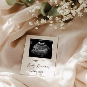 Neutral Digital Pregnancy Announcement for Social Media Simple Baby Announcement Modern Minimalist Editable Baby Reveal Template