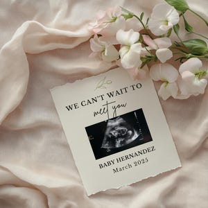Modern Minimalist Pregnancy Announcement Digital Gender Neutral Boho Baby Announcement Simple Editable Social Media Baby Reveal Template