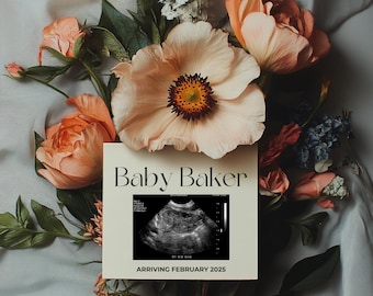 Neutral Floral Digital Pregnancy Announcement, Spring Baby Announcement, Editable Social Media Template, Gender Reveal, Instagram, Facebook