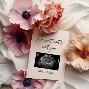 Simple Neutral Pregnancy Announcement Digital Floral Baby Announcement Modern Minimalist Editable Social Media Boho Baby Reveal Template