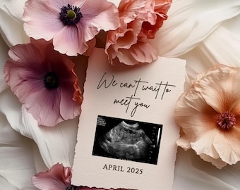 Simple Neutral Pregnancy Announcement Digital Floral Baby Announcement Modern Minimalist Editable Social Media Boho Baby Reveal Template
