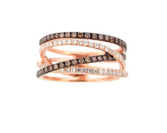 Rose Gold White and Brown Diamond Ring