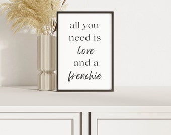 Quirky Frenchie Love Digital Print for Home Decor | French Bulldog Art | Pet Lover Gift