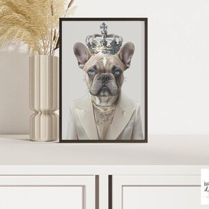 A4 Queen French bulldog print | dog poster | french bulldog crown print | dog print | dog wall art | french bulldog portrait | dog poster