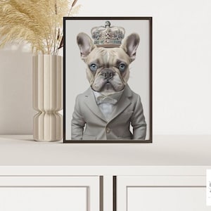 A4 King French bulldog print | dog poster | french bulldog crown print | dog wall art | french bulldog portrait | dog poster