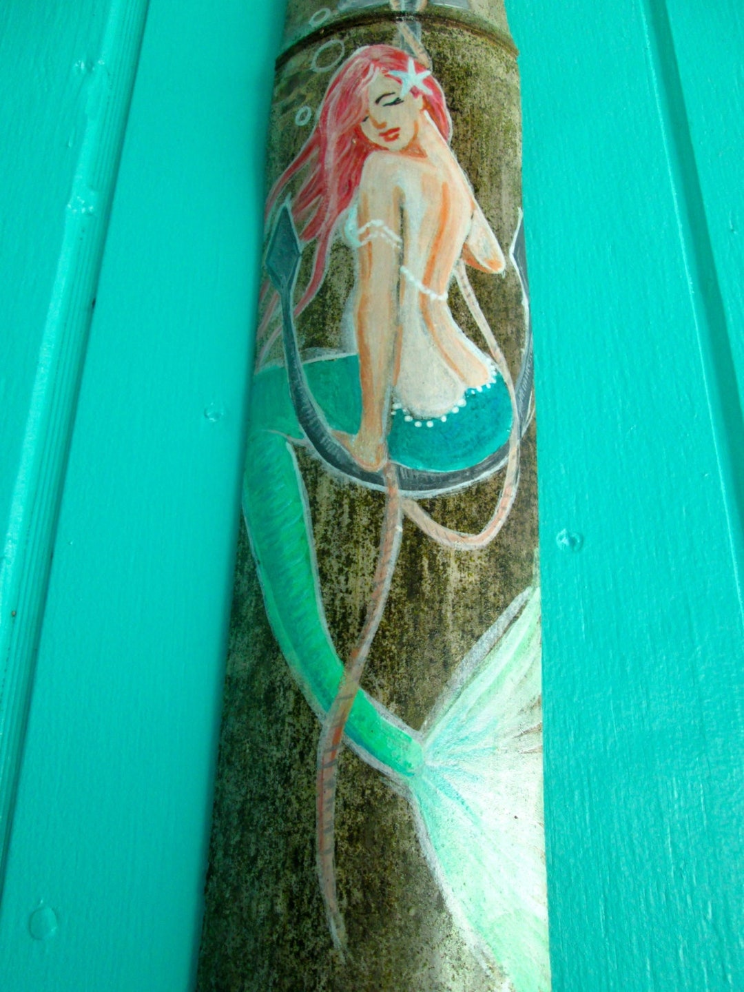 Custom Hand Painted Driftwood Mermaid – Personalized Coastal Wall Art ...