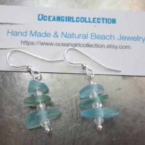 Soft blue and Sea Foam Sea Glass Earrings, real seaglass jewelry, handmade jewelry