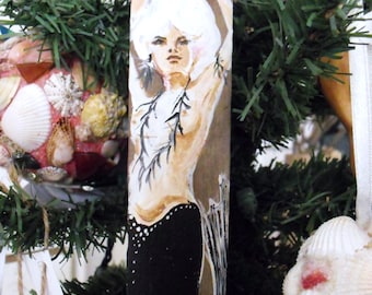 Holiday Ornament- Mermaid Wood Ornament- Hand Painted On Recycled Drift Wood