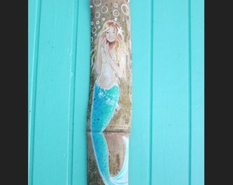 Adult Paint me as a mermaid, personalized mermaid gifts, Hand painted mermaid portrait on driftwood