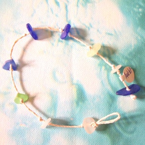 Hemp And Genuine sea glass Anklets- Summer time Beach Jewelry