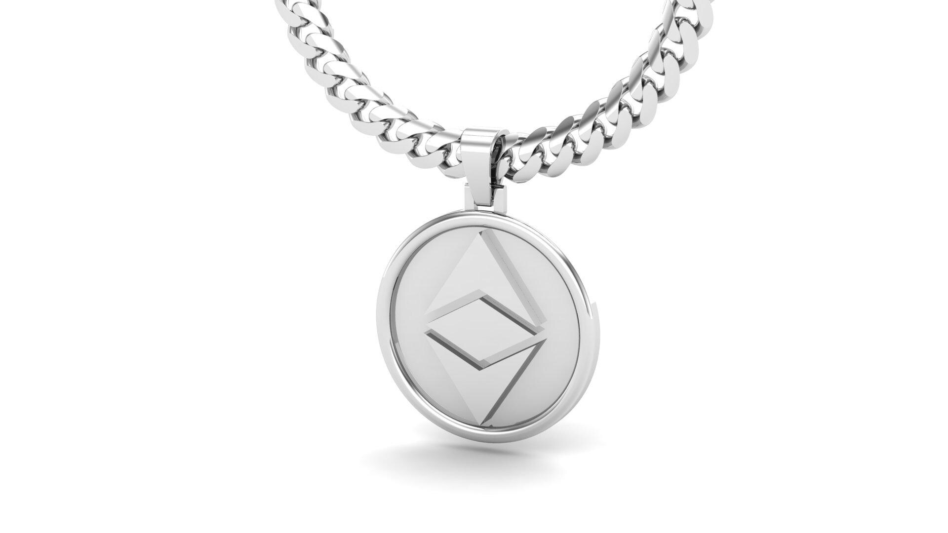 イーサリアムクラシック ETC ペンダント *10k/14k/18k ホワイト、イエロー、ローズ、グリーンゴールド、ゴールドメッキ、シルバー*  暗号通貨 DeFi Web3 チャームネックレス - Etsy 日本