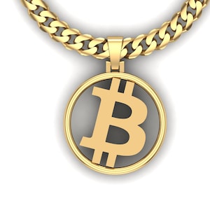 Bitcoin BTC Pendant *10k/14k/18k White, Yellow, Rose, Green Gold, Gold Plated & Silver* Cryptocurrency Crypto DeFi Web3 Charm Necklace