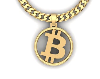 分散型ビットコインペンダント *10k/14k/18k ホワイト、イエロー 
