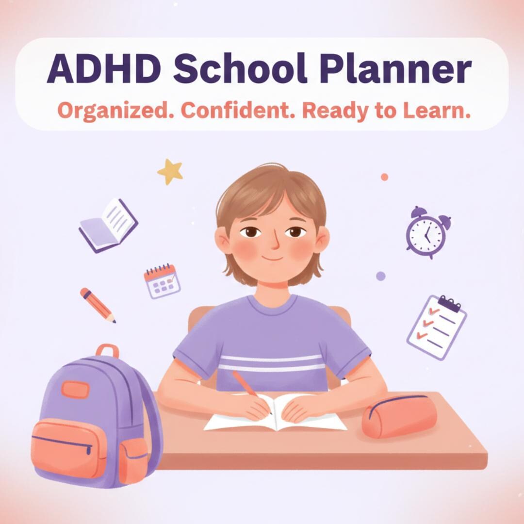 ADHD Kids School Planner | Editable Canva PDF Organizer (57 Pages) - Etsy