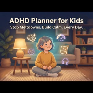 Planer ADHD dla dzieci | Stop załamaniom | 32-stronicowy harmonogram wizualny | Zestaw narzędzi sensorycznych w formacie PDF