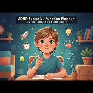 ADHD Executive Function Planner for Kids | Beat Task Paralysis & Time Blindness | 32-Page Printable PDF