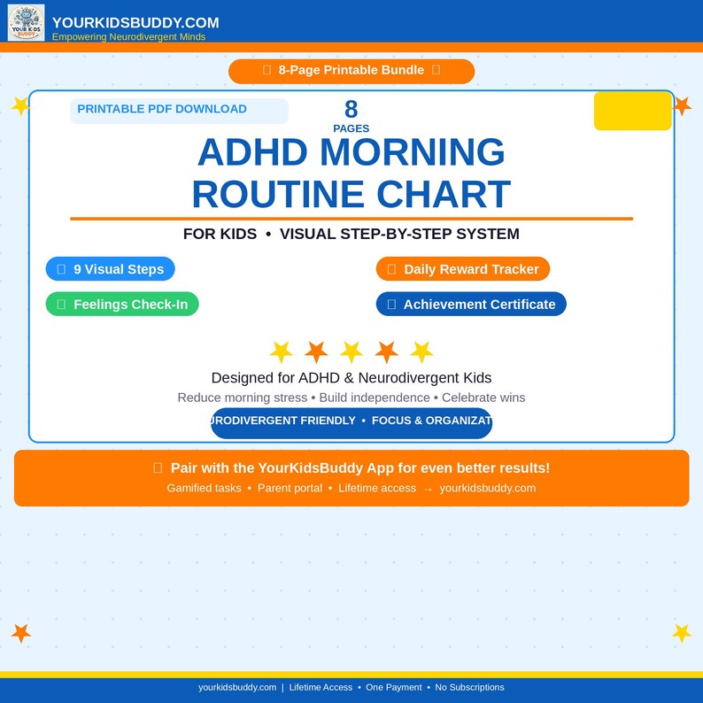 ADHD Morning Routine Chart for Kids | Visual Schedule Printable | Daily ...