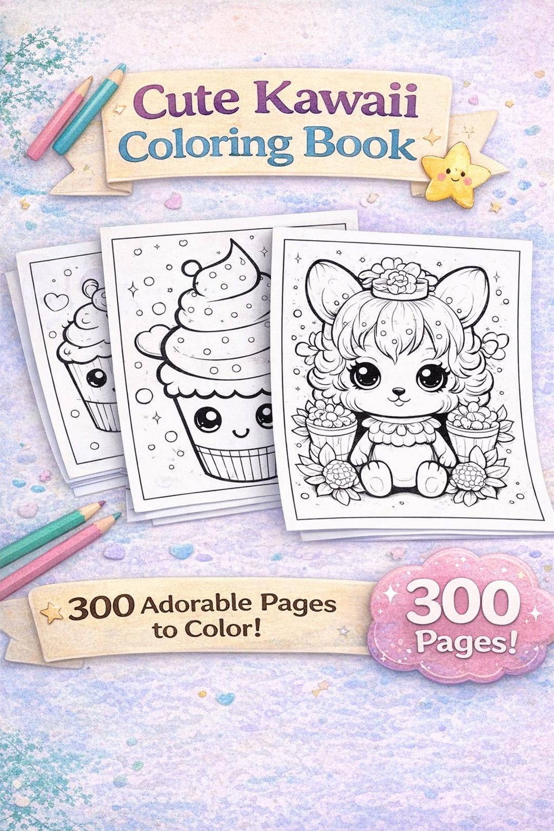 300 Kawaii Coloring Pages for Kids – Printable Activity Book (PDF ...