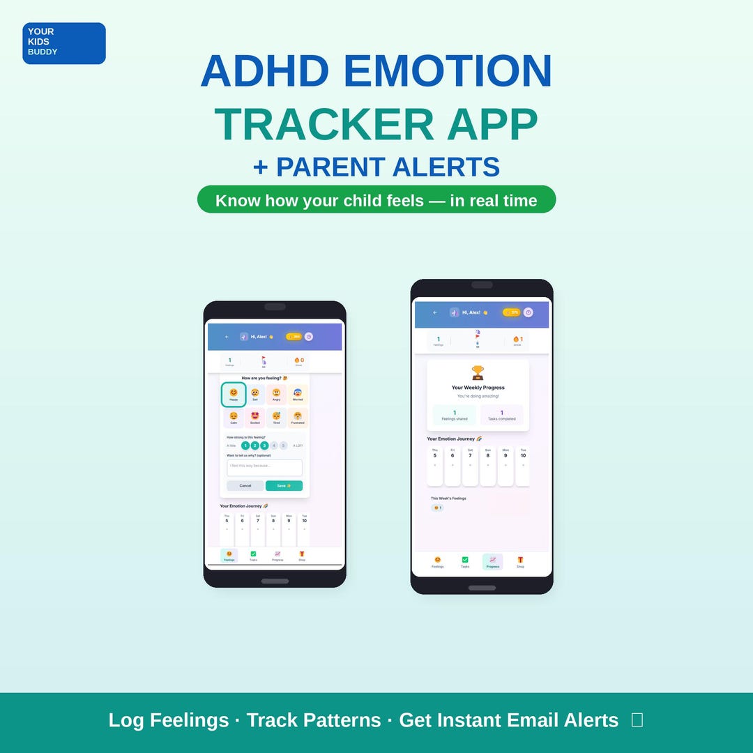 ADHD Emotion Tracker App for Kids | Feelings Log | Parent Email Alerts ...