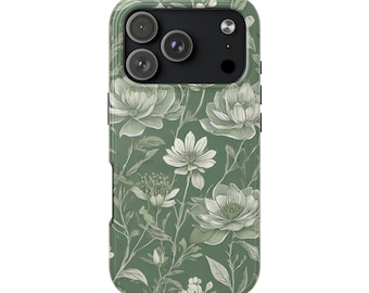 Sage Green Floral iPhone Case | Elegant Botanical Pattern