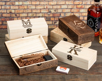 Personalized Groomsmen Gifts Box, Engraved Wooden Box for Wedding, Best Man Gift, Custom Empty Wood Box, Groomsmen Proposal, Cigar Gift Box