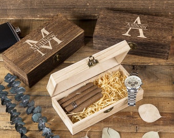 Personalized Groomsmen Gifts Box, Engraved Wooden Box for Wedding, Best Man Gift, Custom Empty Wood Box, Groomsmen Proposal, Cigar Gift Box