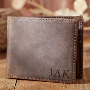 Personalized Leather Mens Wallet, Handwriting Engraved Custom Wallet, Gift for Anniversary, Graduation, Dad, Boyfriend, Him, Husband, Father