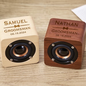 Altavoz Bluetooth personalizado, regalo personalizado para padrinos de boda, altavoz Bluetooth portátil, mini altavoz de madera, propuesta de padrinos de boda, regalo para él