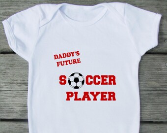 Future Daddy's or Mommy's Soccer player Baby Bodysuit.  White Long Sleeve available