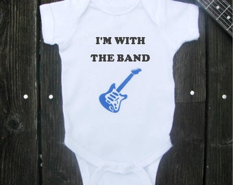 I'm With The Band Rock Star Guitar baby bodysuit.  White Long Sleeve available