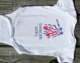 Future Dancer Ballet Girl baby bodysuit.  White Long Sleeve available