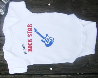 Future Rock Star Guitar baby bodysuit.  White Long Sleeve available