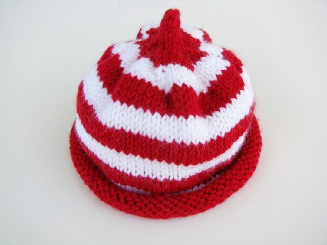 Baby Candy Cane Hat Hand Knit Etsy