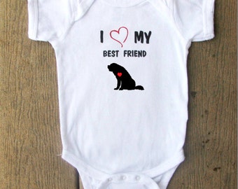 Saint Bernard Puppy Dog baby bodysuit.  White Long Sleeve available