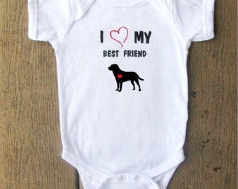 Lab Puppy Dog baby bodysuit.  White Long Sleeve available