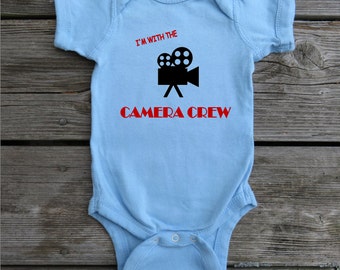 Future Videographer, Film, Camera, movie baby bodysuit.  White Long Sleeve available