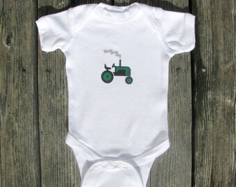 A Simple John Deere Tractor BodySuit.   White Long Sleeve available