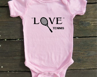 Future Tennis Player baby bodysuit.  White Long Sleeve available